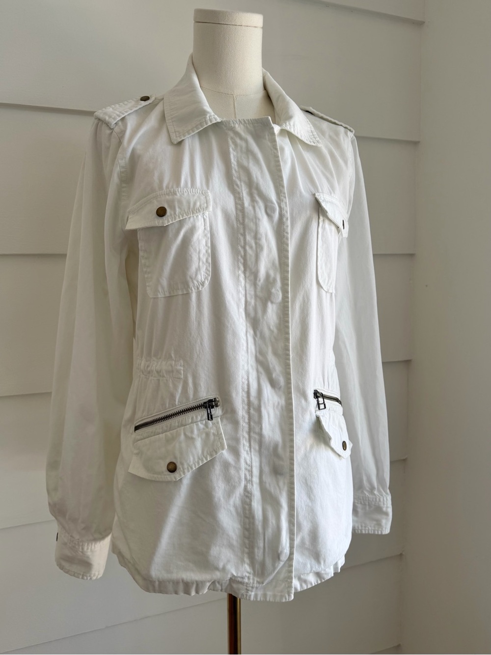 Lily Aldridge for Velvet Ruby Lightweight Utility Army Jacket Ecru size M - Picture 4 of 9